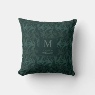 Coussin Vert foncé de la forêt Motif de feuille sans coutu