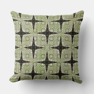 Coussin Vert, Gris, Bronze Motif Étoile Vintage