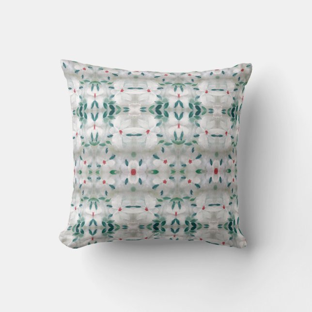 Coussin Vert Gris Rouge Et Blanc (Recto)