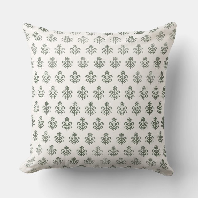 Coussin vert inspiré par l'impression de blocs ind (Recto)