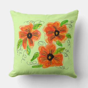 Coussin Vert Lumière Réversible À Olive Avec Orange