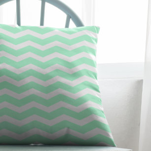 Coussin Vert Menthe Chevron