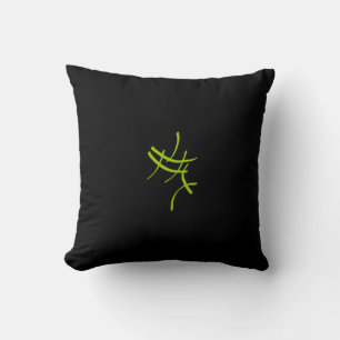 Coussin vert minimaliste en noir d'art abstrait