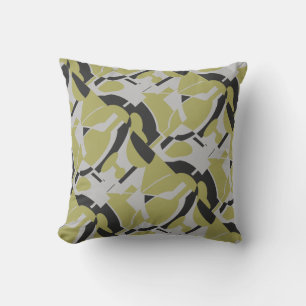 Coussin Vert olive clair gris noir abstrait diagonal Art