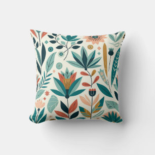 Coussin Vert Orange Bold Moderne Floral Motif d'impression