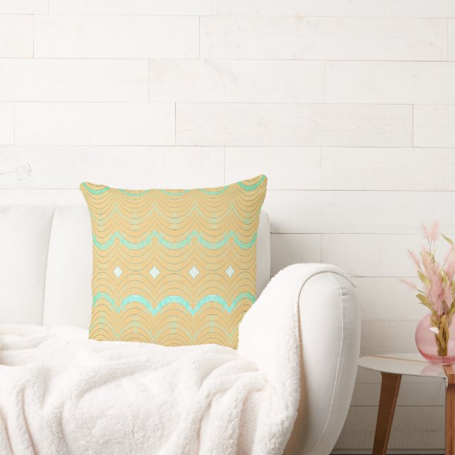 Coussin Vert plage et jaune moutarde (Canapé)