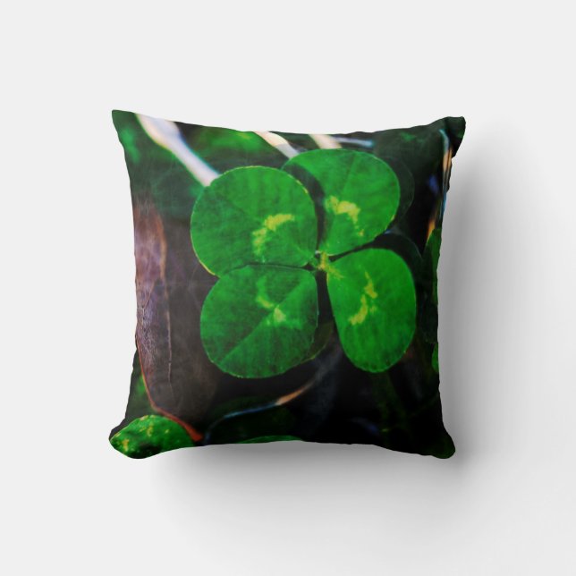 Coussin Vert quatre feuilles Clover Lucky (Recto)