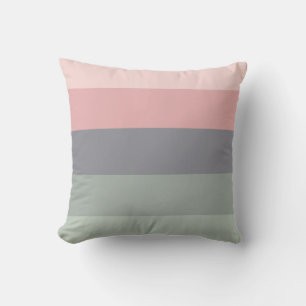 Coussin Vert rose doux gris horizontal rayé