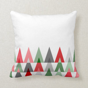 Coussin Vert rouge blanc géométrique des triangles  