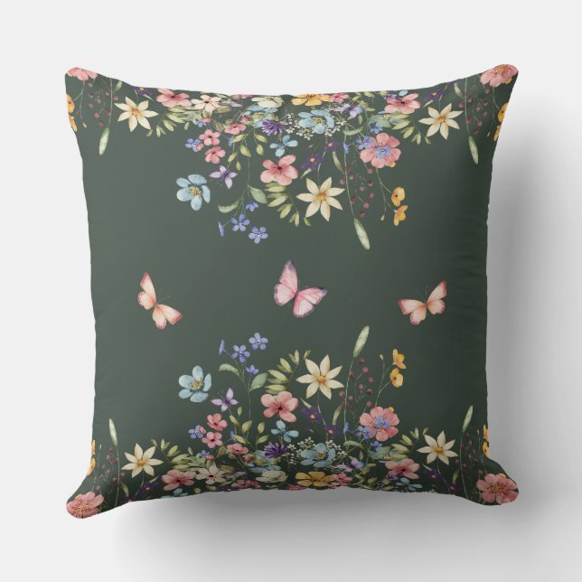 Coussin Vert Sage Botanique  (Verso)
