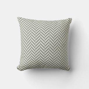 Coussin Vert sauge à carreaux en os de herringbone