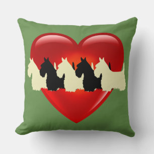 Coussin Vert sauge Imprimé carreaux 6 chien Terrier écossa