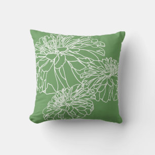 Coussin Vert trait floral moderne minimaliste