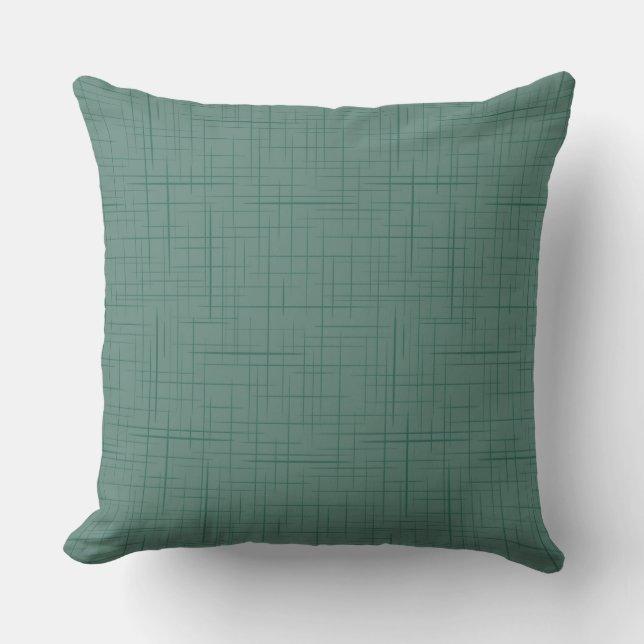 Coussin vert turquoise abstrait texturé avec traits (Recto)