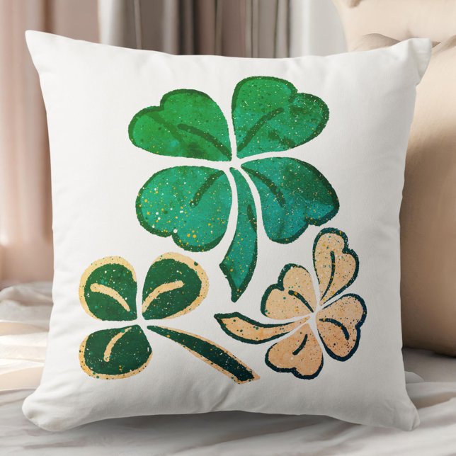 Coussin Verte Lucky Shamrock Clover Happy St. Patrick`s (Créateur téléchargé)