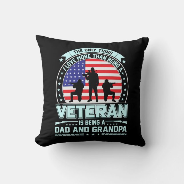 Coussin Vétéran Être un papa et grand-père USA Anciens com (Recto)