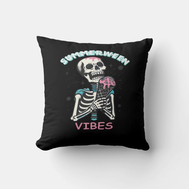 Coussin Vibes d'été Éffrayant Citrouille d'été classique (Recto)