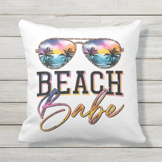 Coussin Vibes d'été mignonnes Lunettes de soleil Babe Beac