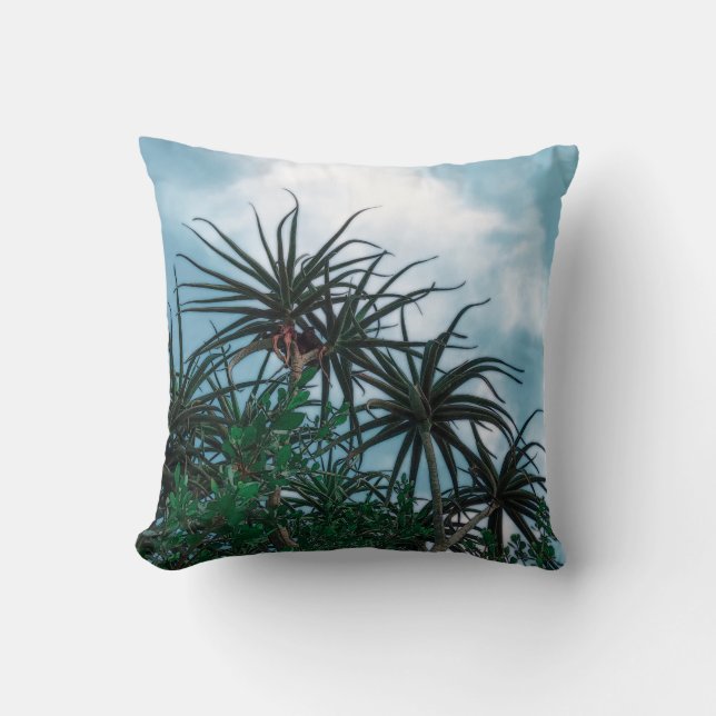 Coussin Vibes d'été Palm Tree Feuilles Pale Green (Recto)
