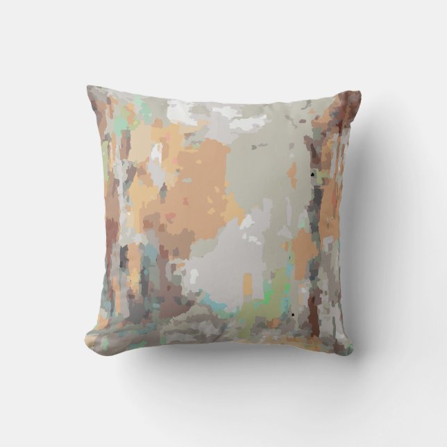 Coussin Vibes estivales rétro poussiéreuses orange, taupe, (Recto)