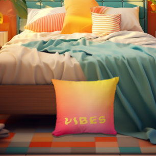 Coussin Vibes soleil rose orange et jaune ombre