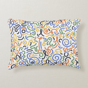 Coussin vibrant à griffonnages abstraits - Coloré