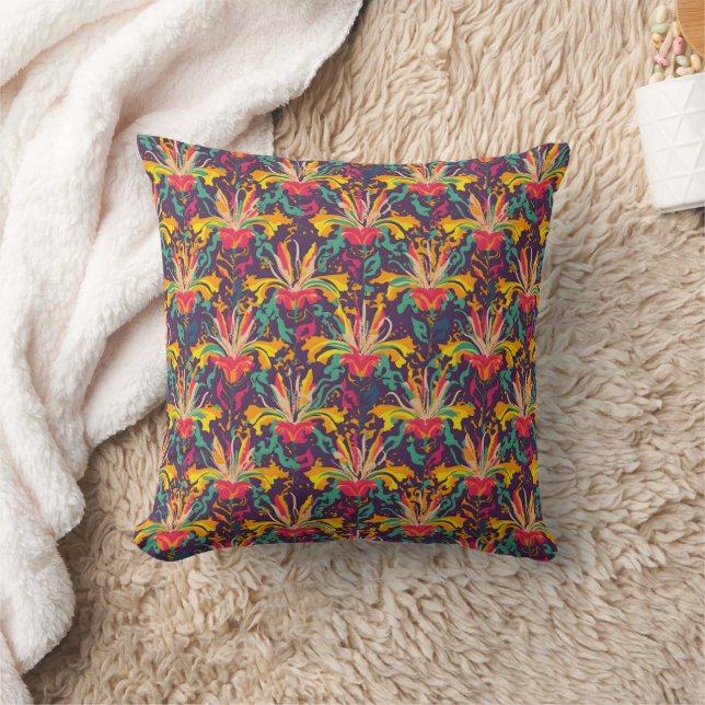 Coussin Vibrant Aztec Lily Motif - Design floral gras (Couverture)