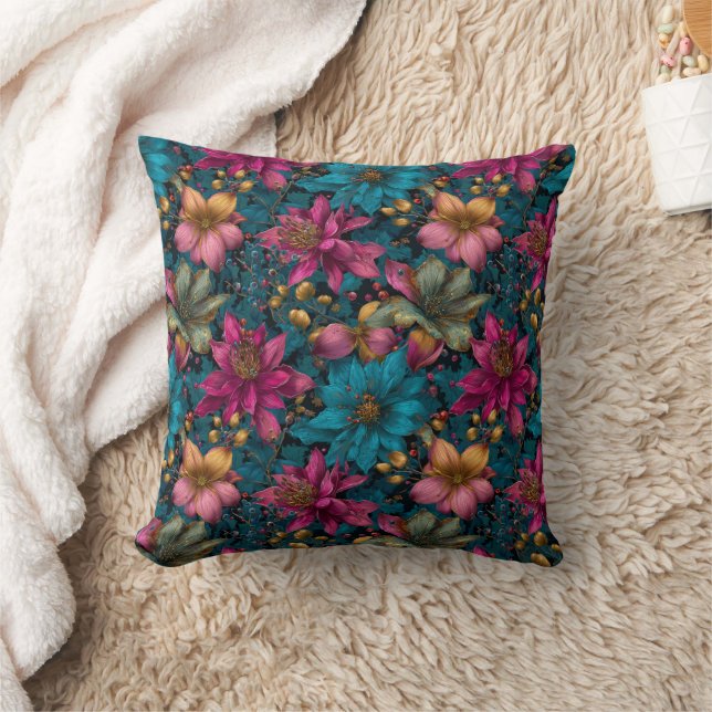 Coussin Vibrant Christmas Botanical Fantasy Pattern (Couverture)