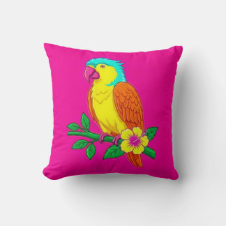 Coussin vibrant de perroquet tropical