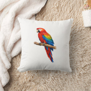 Coussin vibrant en aquarelle de perroquet Ara écar