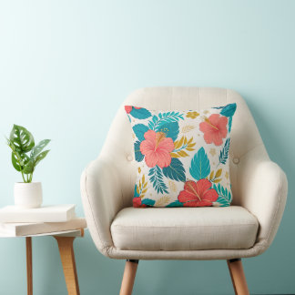 Coussin Vibrant Hibiscus Floral