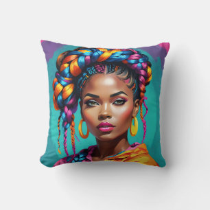 Coussin Vibrant Melanin Woman - Pop Art inspiré