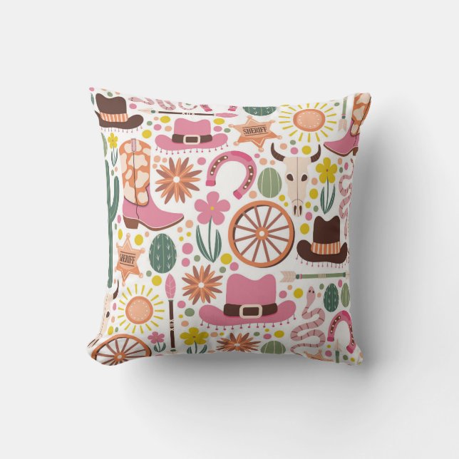 Coussin Vibrant Western Cowgirl Motif (Recto)