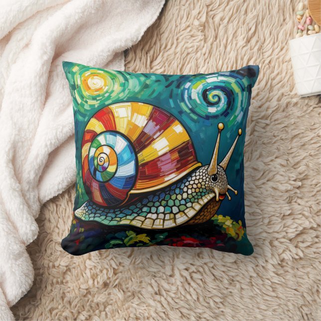 Coussin Vibrantly Colorful Impasto Whimsical Snail (Couverture)