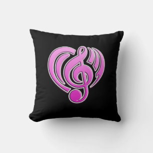 Coussin Vibrations Amour musical Coeur rose Note DJ