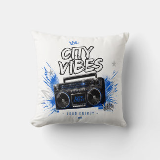 Coussin Vibrations Urbaines sur la Rue – Boombox Rétro