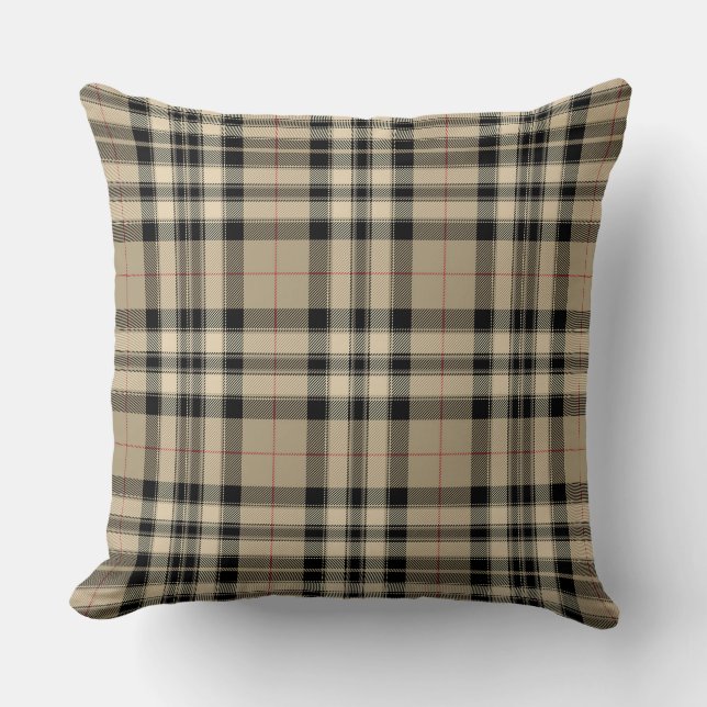 Coussin Vichy Brun Noir Classique (Recto)