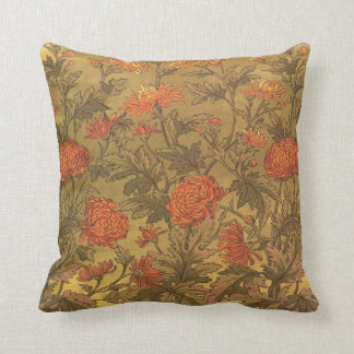 Coussin victorien de Chrysanthamums de grue de