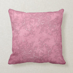 Coussin Victorien vintage rose floral de vignes mauve de