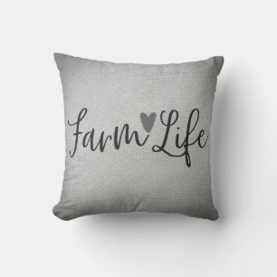 Coussin Vie de Ferme Rustique Texture de Burlap Gris Fanta