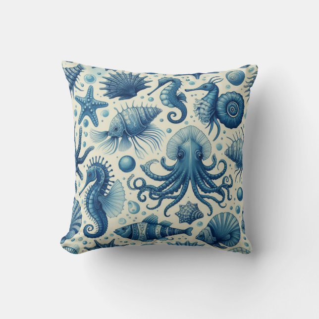Coussin Vie marine vintage Animaux Motif (Recto)