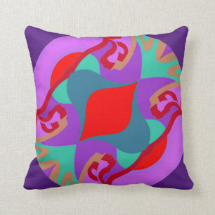 Coussin Vie Moderne - Violet/Tan/Lavande/Rouge/Turquoise/V