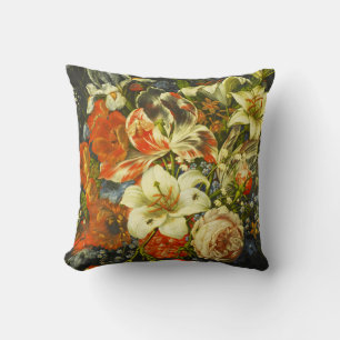 Coussin Vie morte avec fleurs et fruits