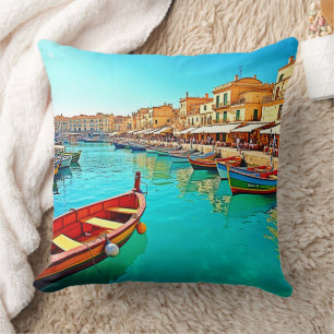 Coussin Vie portuaire méditerranéenne dynamique