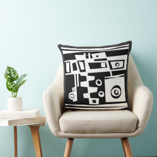 Coussin Vie sous-marine Brown violet blanc noir