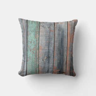 Coussin Vieille clôture en bois peinte de couleur différen