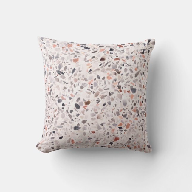 Coussin Vieille texture terrazzo, motif d'hamper. (Recto)