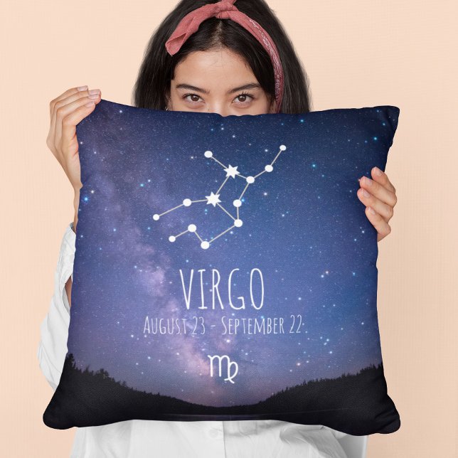 Coussin Vierge | Constellation Zodiaque personnalisée (Créateur téléchargé)