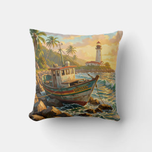 Coussin vieux bateaux de pêche jamaïcains