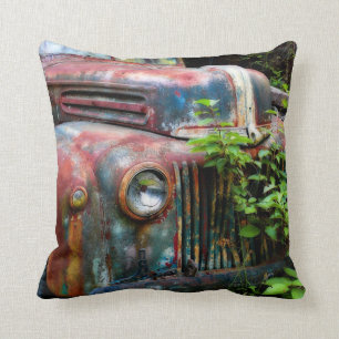 Coussin Vieux carreaux rouillés antiques de camion